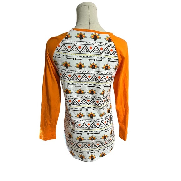 Women's Thanksgiving Turkey Print Long-Sleeved T-Shirt XS 3/5​ - Picture 3 of 3